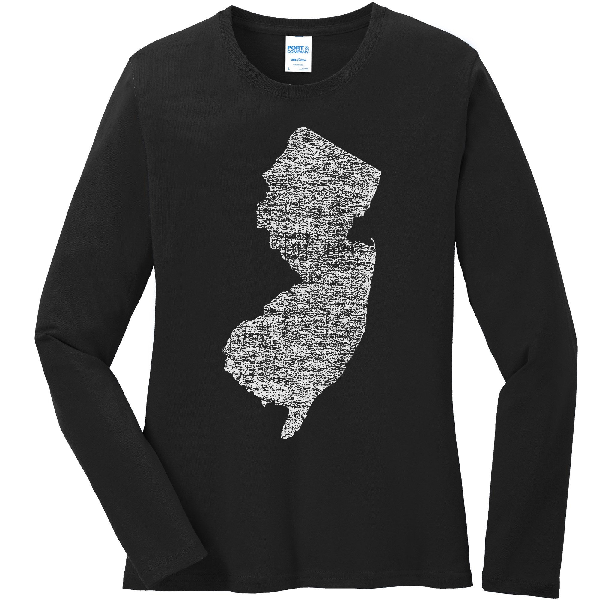 Faded White New Jersey State Ladies Long Sleeve Shirt