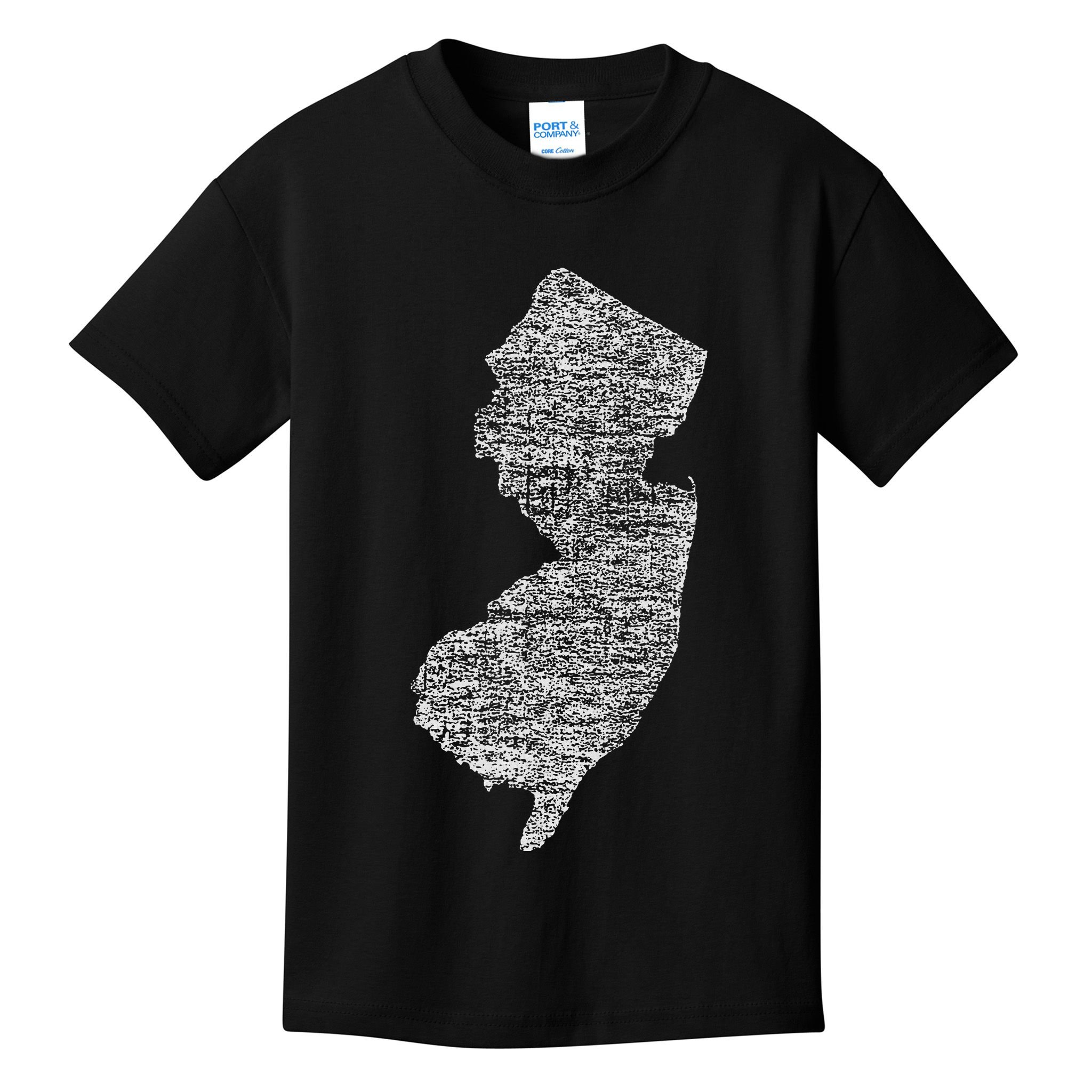 Faded White New Jersey State Kids T-Shirt