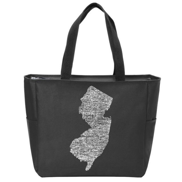Faded White New Jersey State Zip Tote Bag