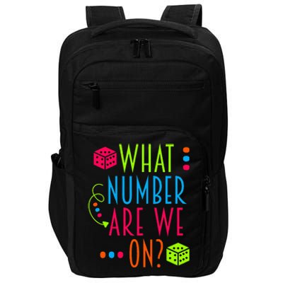 Funny What Number Are We On Bunco Dice Game Night Player Impact Tech Backpack