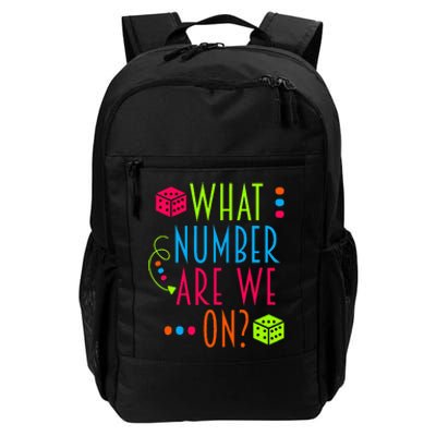 Funny What Number Are We On Bunco Dice Game Night Player Daily Commute Backpack