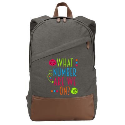 Funny What Number Are We On Bunco Dice Game Night Player Cotton Canvas Backpack