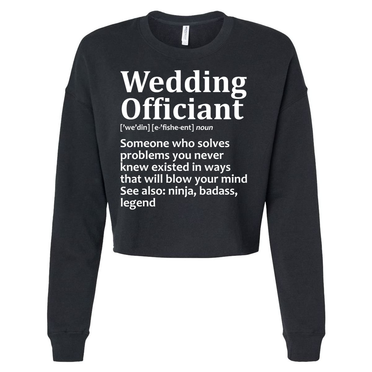 Funny Wedding Officiant Art For Women Marriage Cropped Pullover Crew