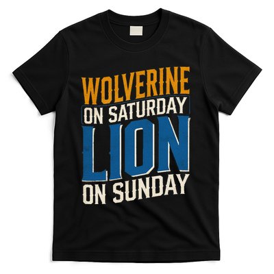 Funny Wolverine On Saturday Lion On Sunday Gift T-Shirt