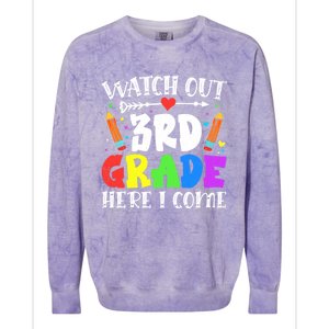 Funny Watch Out 3Rd Grade Here I Come Back To School Great Gift Colorblast Crewneck Sweatshirt