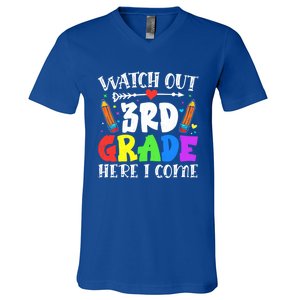 Funny Watch Out 3Rd Grade Here I Come Back To School Great Gift V-Neck T-Shirt