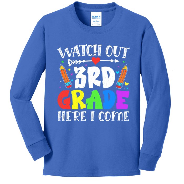 Funny Watch Out 3Rd Grade Here I Come Back To School Great Gift Kids Long Sleeve Shirt