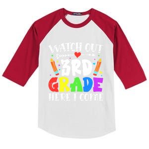 Funny Watch Out 3Rd Grade Here I Come Back To School Great Gift Kids Colorblock Raglan Jersey