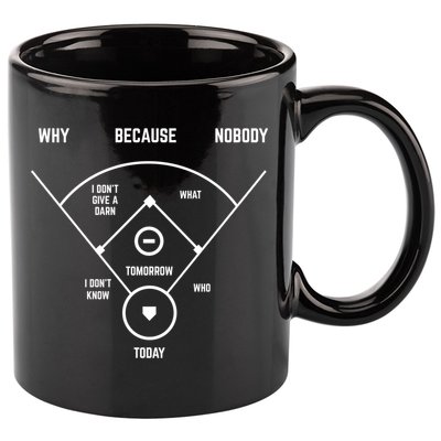 Funny Whos On First Baseball Vintage Joke Baseball Dad Gift 11oz C Handle Ceramic Mug