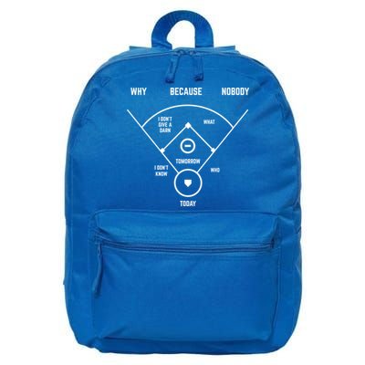 Funny Whos On First Baseball Vintage Joke Baseball Dad Gift 16 in Basic Backpack