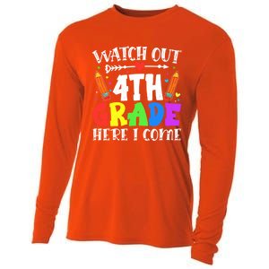 Funny Watch Out 4Th Grade Here I Come Back To School Funny Gift Cooling Performance Long Sleeve Crew