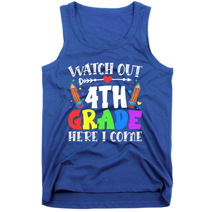 Funny Watch Out 4Th Grade Here I Come Back To School Funny Gift Tank Top