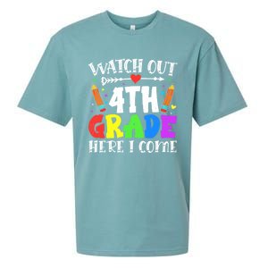 Funny Watch Out 4Th Grade Here I Come Back To School Funny Gift Sueded Cloud Jersey T-Shirt