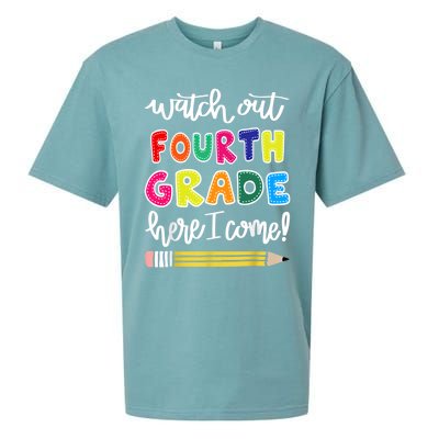 Funny Watch Out Fourth Grade Here I Come Back To School Gift Sueded Cloud Jersey T-Shirt