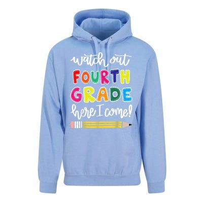 Funny Watch Out Fourth Grade Here I Come Back To School Gift Unisex Surf Hoodie