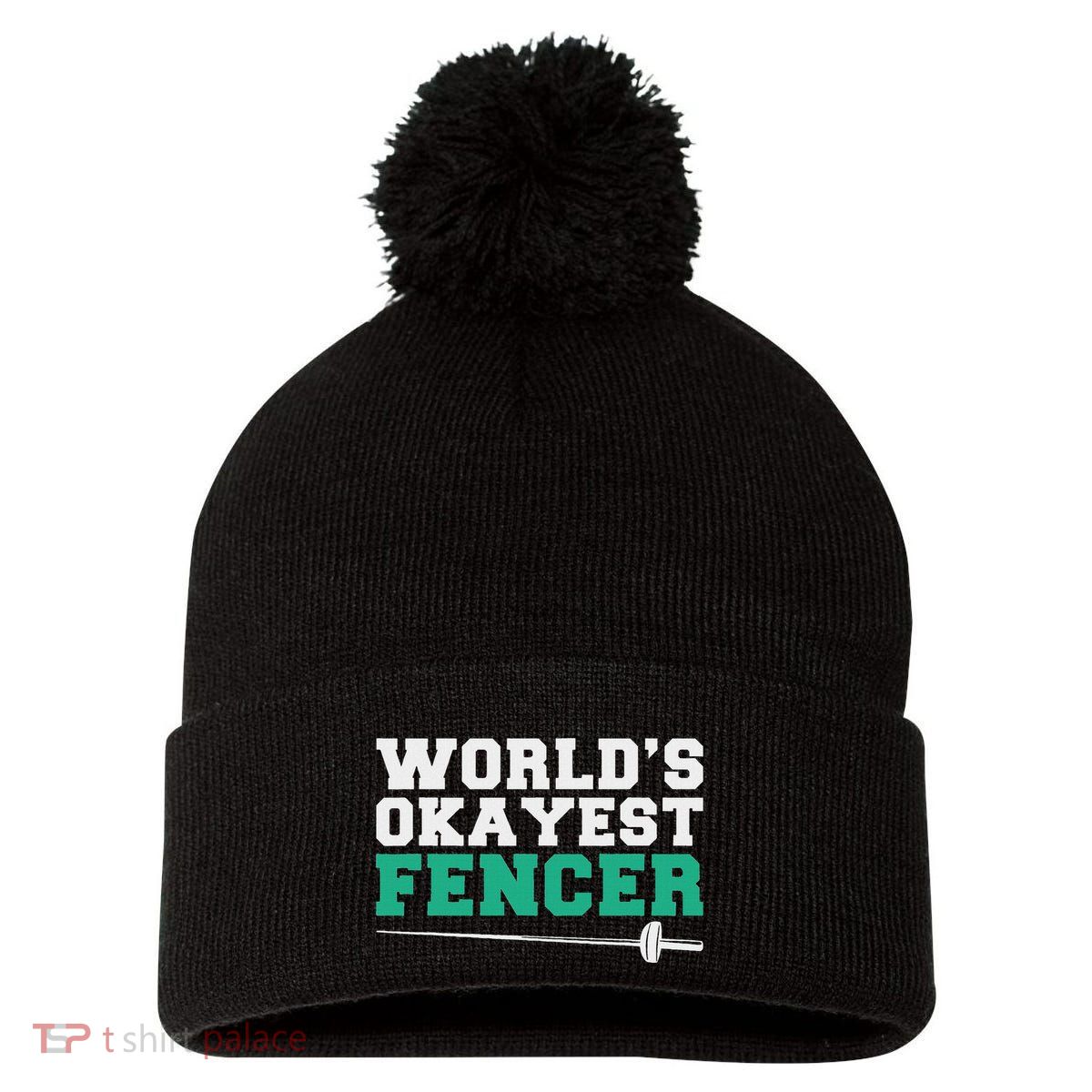Fencing Worlds Okayest Fencer Pom Pom 12in Knit Beanie