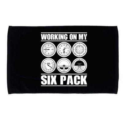 Funny Working On My Six Pack Aviator Gift For Pilot Gift Microfiber Hand Towel