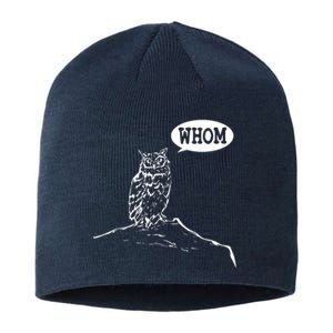 Funny Whom Owl Grammar English Teacher Sustainable Beanie