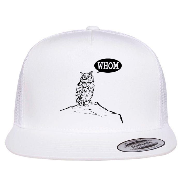 Funny Whom Owl Grammar English Teacher Flat Bill Trucker Hat