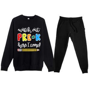 Funny Watch Out PreK Here I Come Back To School Meaningful Gift Premium Crewneck Sweatsuit Set