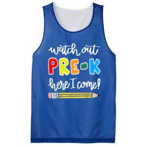 Funny Watch Out PreK Here I Come Back To School Meaningful Gift Mesh Reversible Basketball Jersey Tank