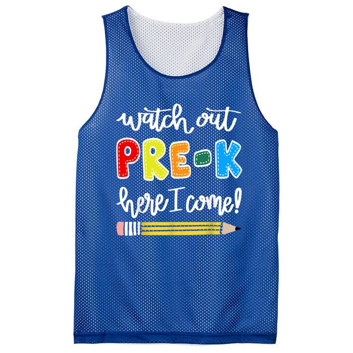 Funny Watch Out PreK Here I Come Back To School Meaningful Gift Mesh Reversible Basketball Jersey Tank