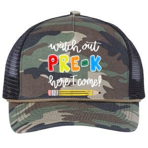 Funny Watch Out PreK Here I Come Back To School Meaningful Gift Retro Rope Trucker Hat Cap