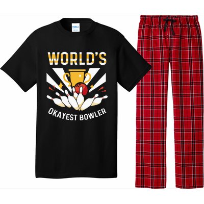 Funny WorldS Okayest Bowler Bowling Pajama Set