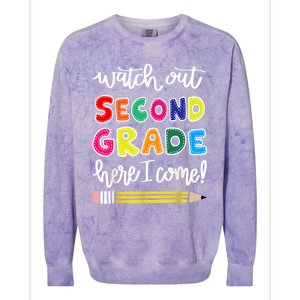 Funny Watch Out Second Grade Here I Come Back To School Gift Colorblast Crewneck Sweatshirt