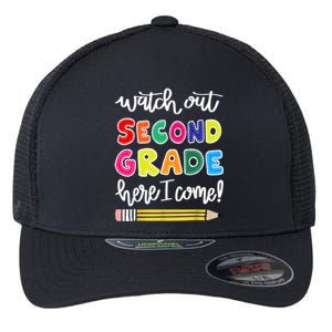 Funny Watch Out Second Grade Here I Come Back To School Gift Flexfit Unipanel Trucker Cap