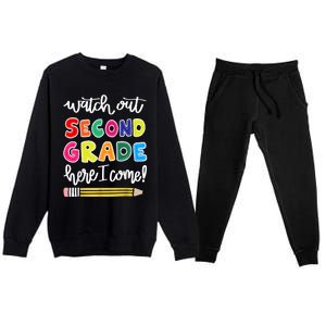 Funny Watch Out Second Grade Here I Come Back To School Gift Premium Crewneck Sweatsuit Set