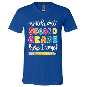 Funny Watch Out Second Grade Here I Come Back To School Gift V-Neck T-Shirt