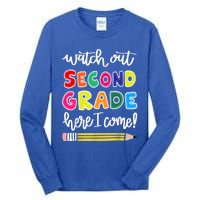 Funny Watch Out Second Grade Here I Come Back To School Gift Tall Long Sleeve T-Shirt