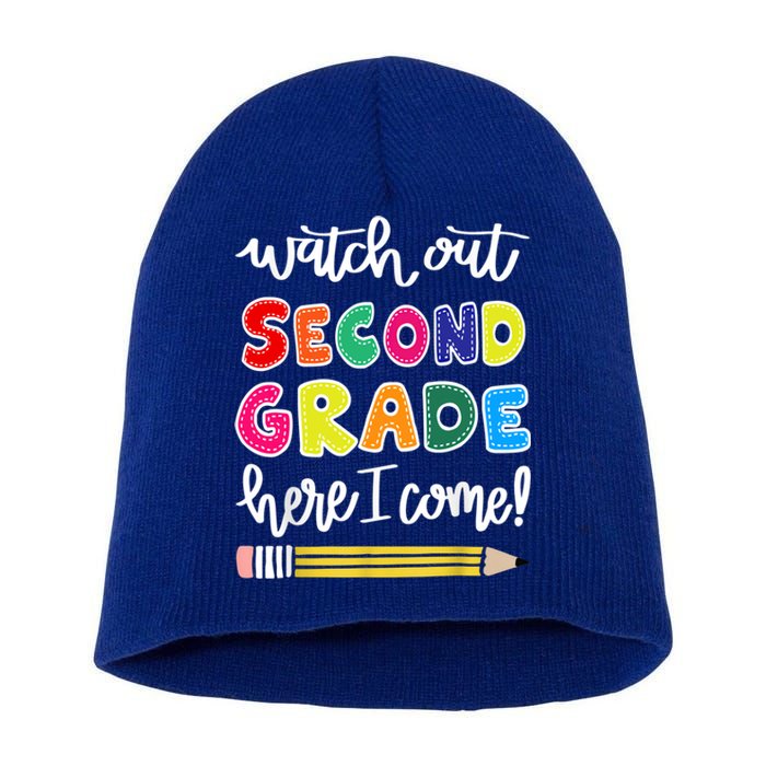 Funny Watch Out Second Grade Here I Come Back To School Gift Short Acrylic Beanie