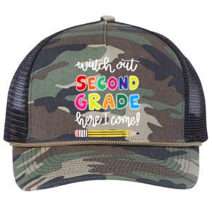 Funny Watch Out Second Grade Here I Come Back To School Gift Retro Rope Trucker Hat Cap