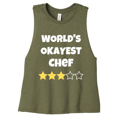 Funny Worlds Okayest Chef Cook Gift Average Star Meaningful Gift Women's Racerback Cropped Tank