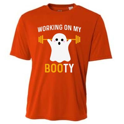 Funny Working On My Booty Funny Halloween Workout Gym Squat Cooling Performance Crew T-Shirt