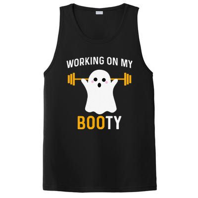 Funny Working On My Booty Funny Halloween Workout Gym Squat PosiCharge Competitor Tank