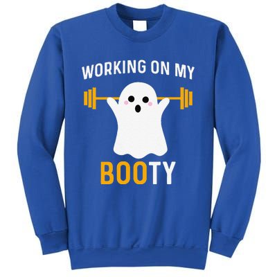 Funny Working On My Booty Funny Halloween Workout Gym Squat Sweatshirt