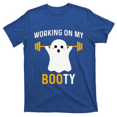 Funny Working On My Booty Funny Halloween Workout Gym Squat T-Shirt