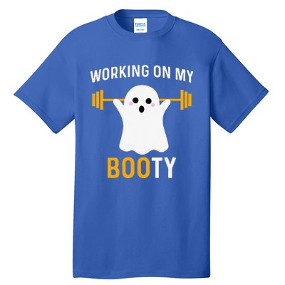 Funny Working On My Booty Funny Halloween Workout Gym Squat Tall T-Shirt