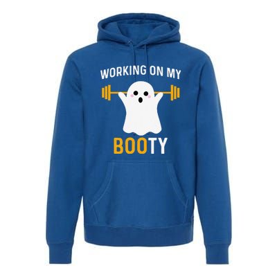 Funny Working On My Booty Funny Halloween Workout Gym Squat Premium Hoodie