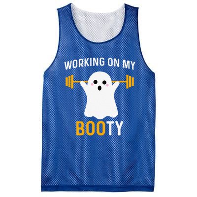 Funny Working On My Booty Funny Halloween Workout Gym Squat Mesh Reversible Basketball Jersey Tank