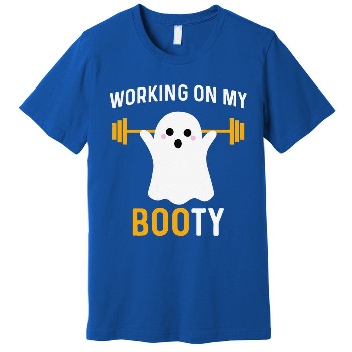 Funny Working On My Booty Funny Halloween Workout Gym Squat Premium T-Shirt