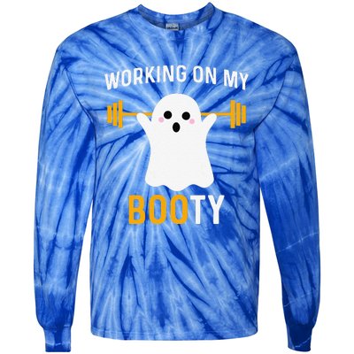 Funny Working On My Booty Funny Halloween Workout Gym Squat Tie-Dye Long Sleeve Shirt