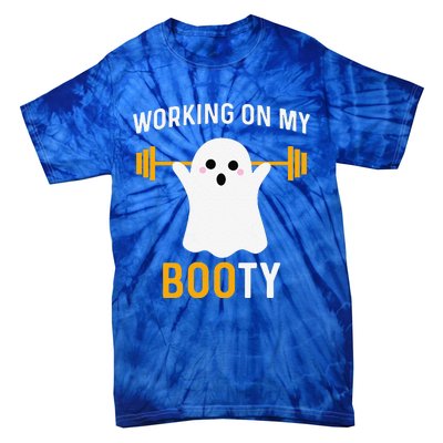 Funny Working On My Booty Funny Halloween Workout Gym Squat Tie-Dye T-Shirt