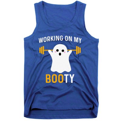 Funny Working On My Booty Funny Halloween Workout Gym Squat Tank Top