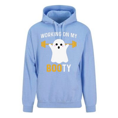 Funny Working On My Booty Funny Halloween Workout Gym Squat Unisex Surf Hoodie