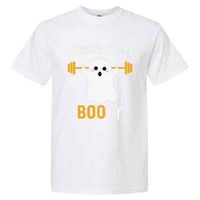 Funny Working On My Booty Funny Halloween Workout Gym Squat Garment-Dyed Heavyweight T-Shirt