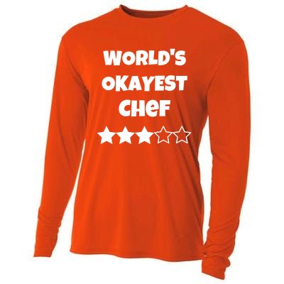 Funny Worlds Okayest Chef Cook Gift Average Star Cute Gift Cooling Performance Long Sleeve Crew